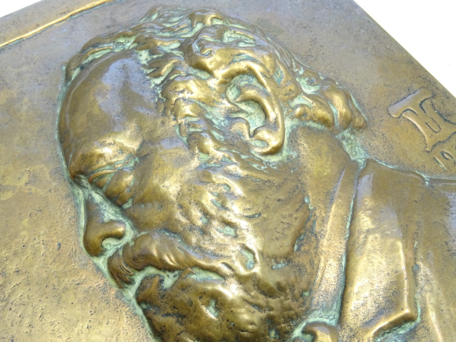 Antique Signed Bronze Relief Portrait Plaque of Leopold Ullstein c1902 Germany