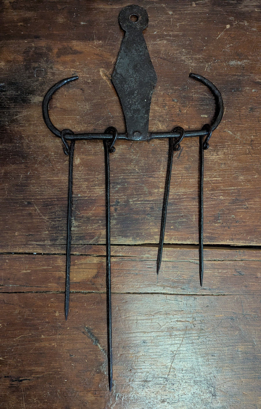 Antique 18th 19th C Fireplace Meat Cooking Skewer Set w/ 4 Skewers 12″ Primitive