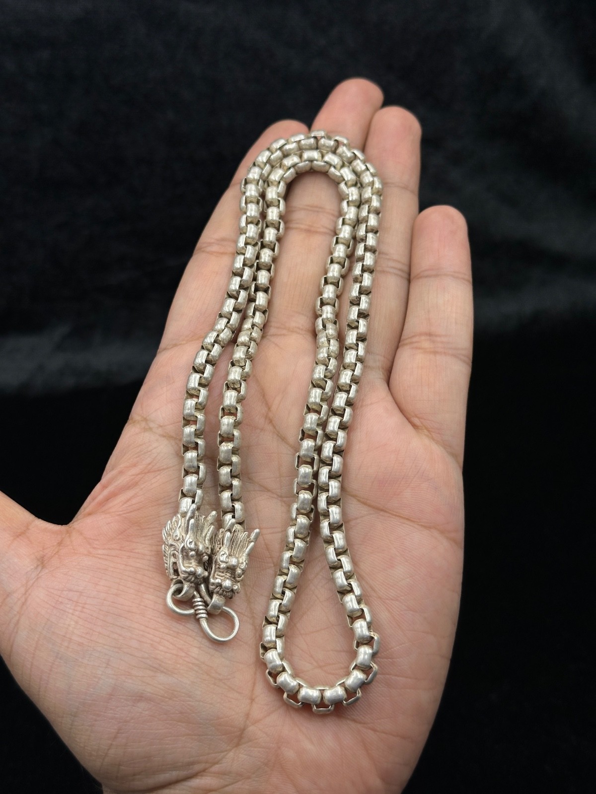 Vintage Handmade Good Quality Unique Tibetan Silver Dragon Chain Necklace