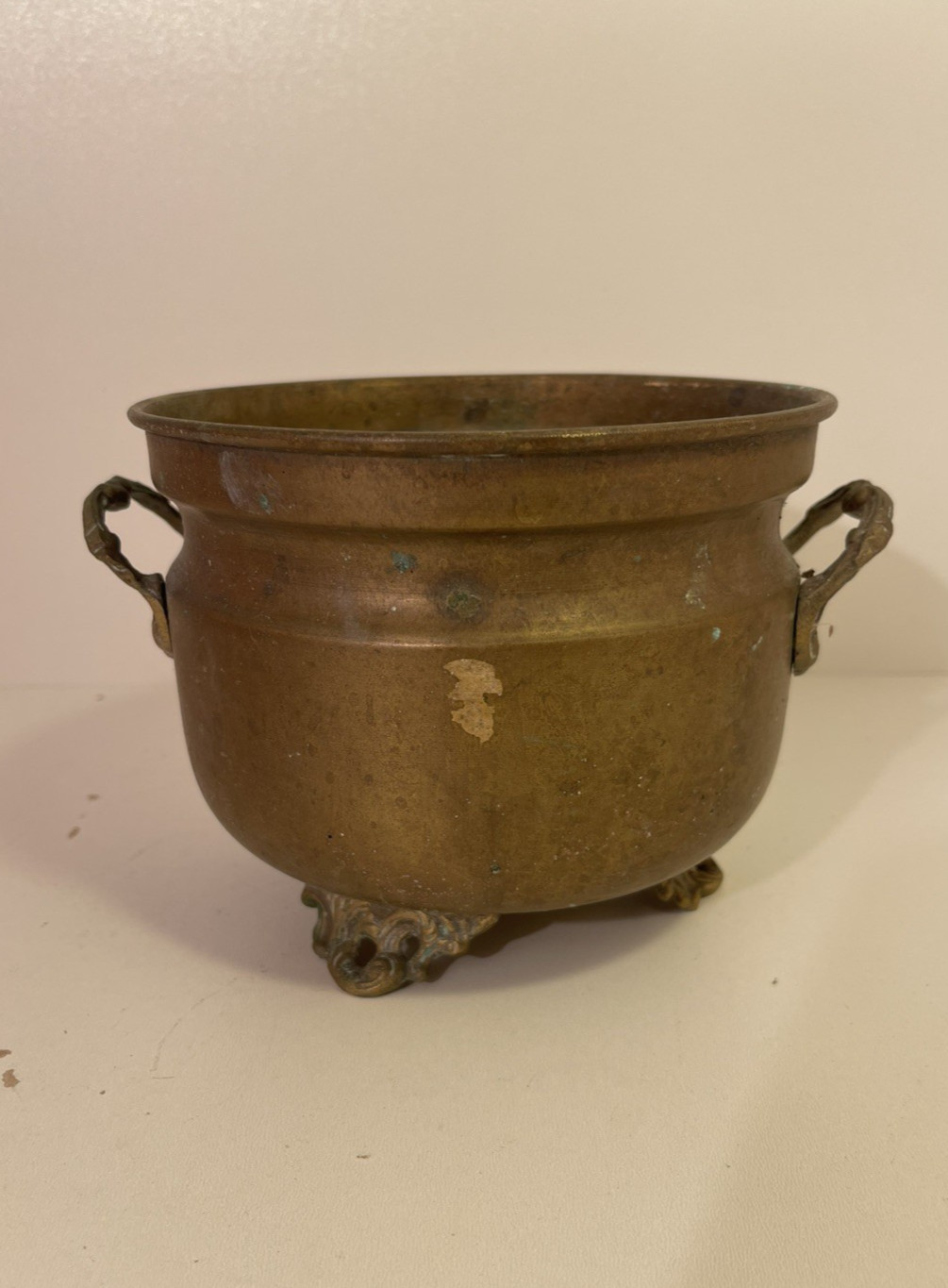 Small Vintage Brass Planter Pot Home Decor