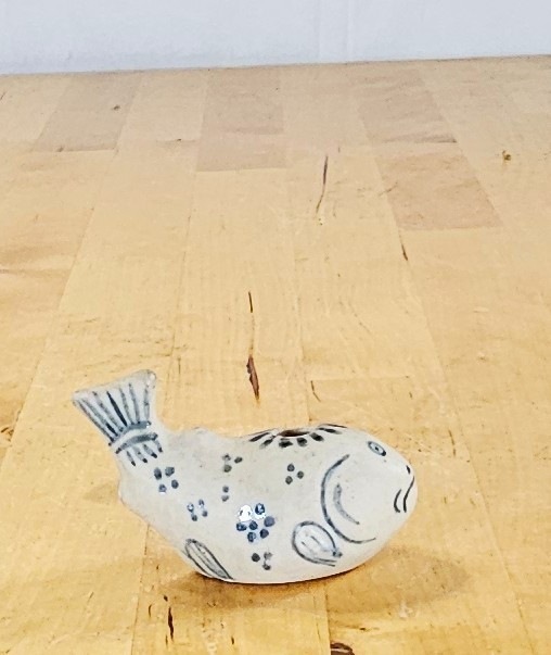 15th c. Vietnamese Blue & White Porcelain Puffer Fish Water Dropper Antique 3”