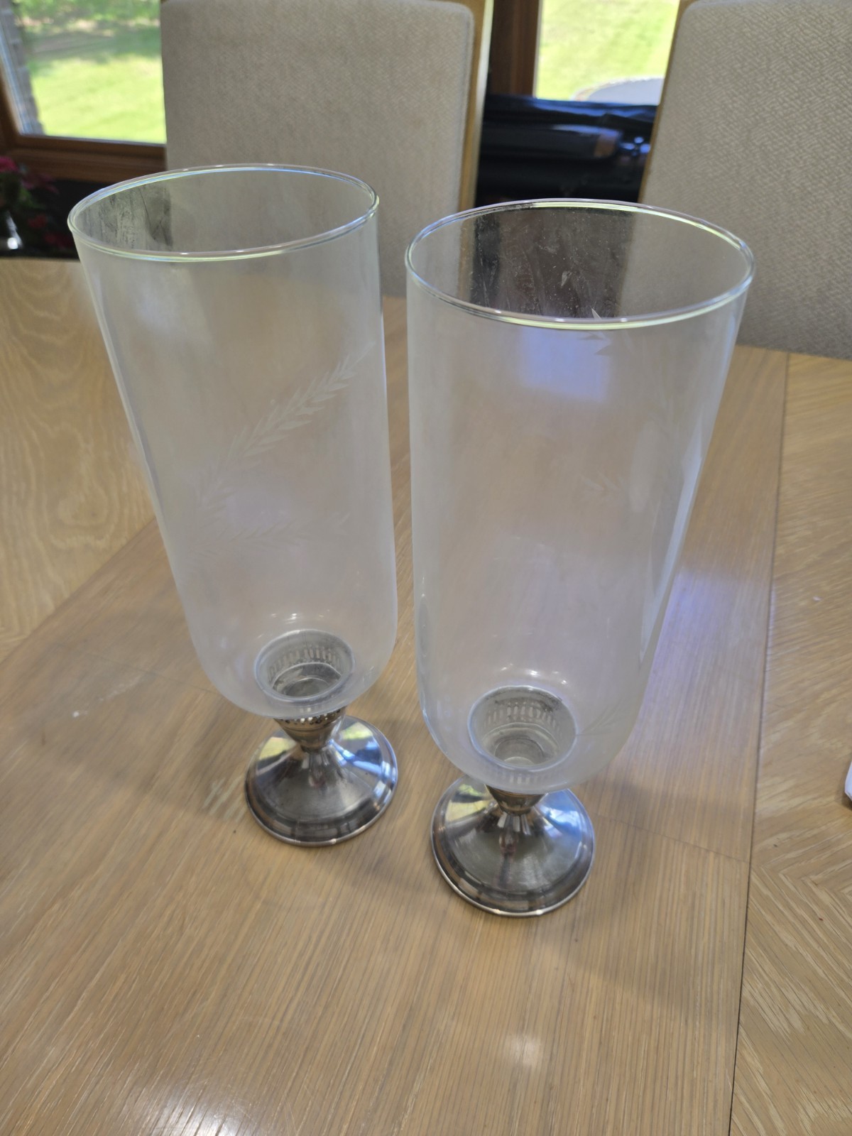 Vintage Duchin Creation Weighted Sterling Silver Candle Stick Holders With Glass