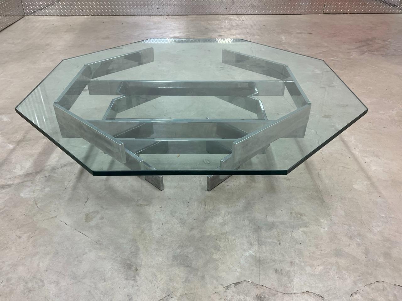 MCM Paul Mayen Habitant Chrome Glass Octagon Coffee Table – Local Pickup