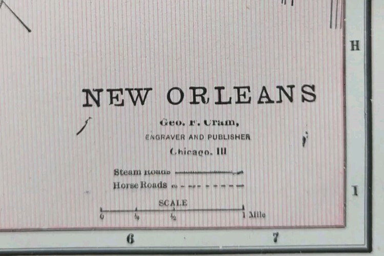 Vintage 1892 NEW ORLEANS LOUISIANA Map 11″x14″ Old Antique Original MARDI GRAS