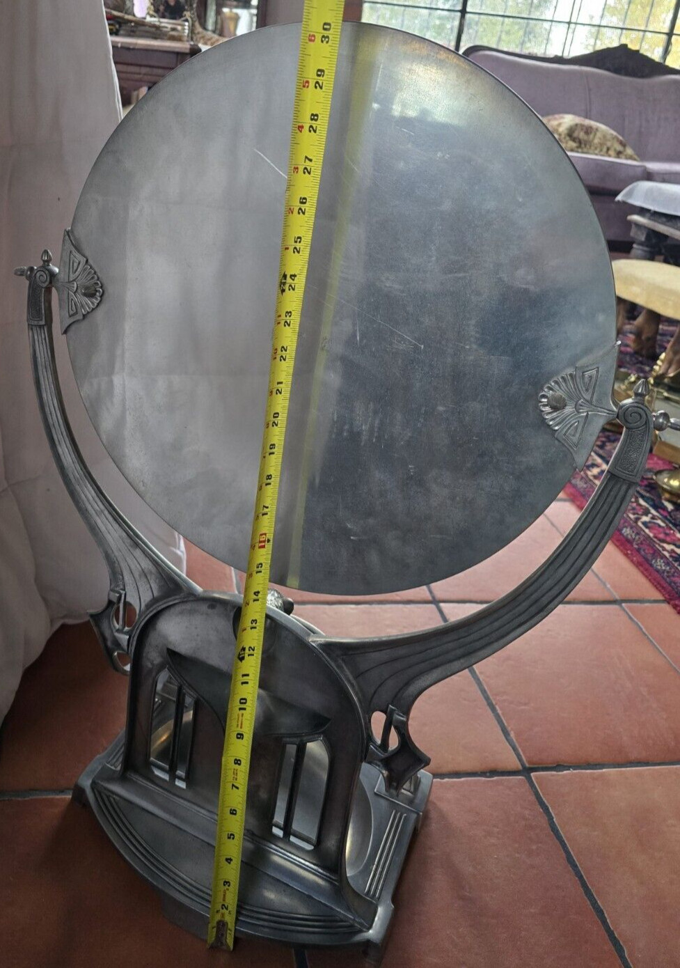 ANTIQUE 1900s Jugendstil Art Nouveau Deco Table Vanity Mirror WMF