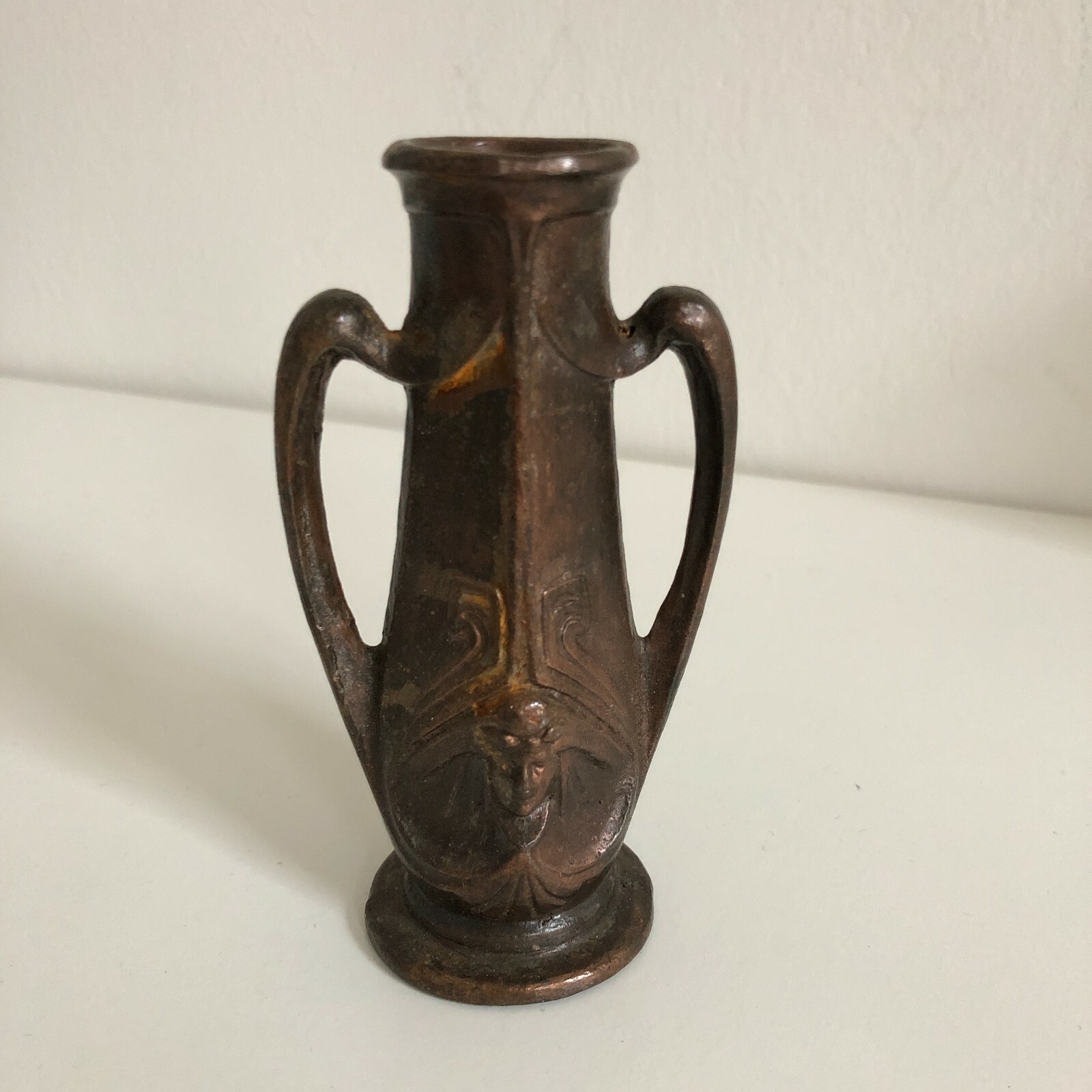 1910s Vintage Art Noveau Art Deco Cast Iron Vase 12CM Czechoslovakia
