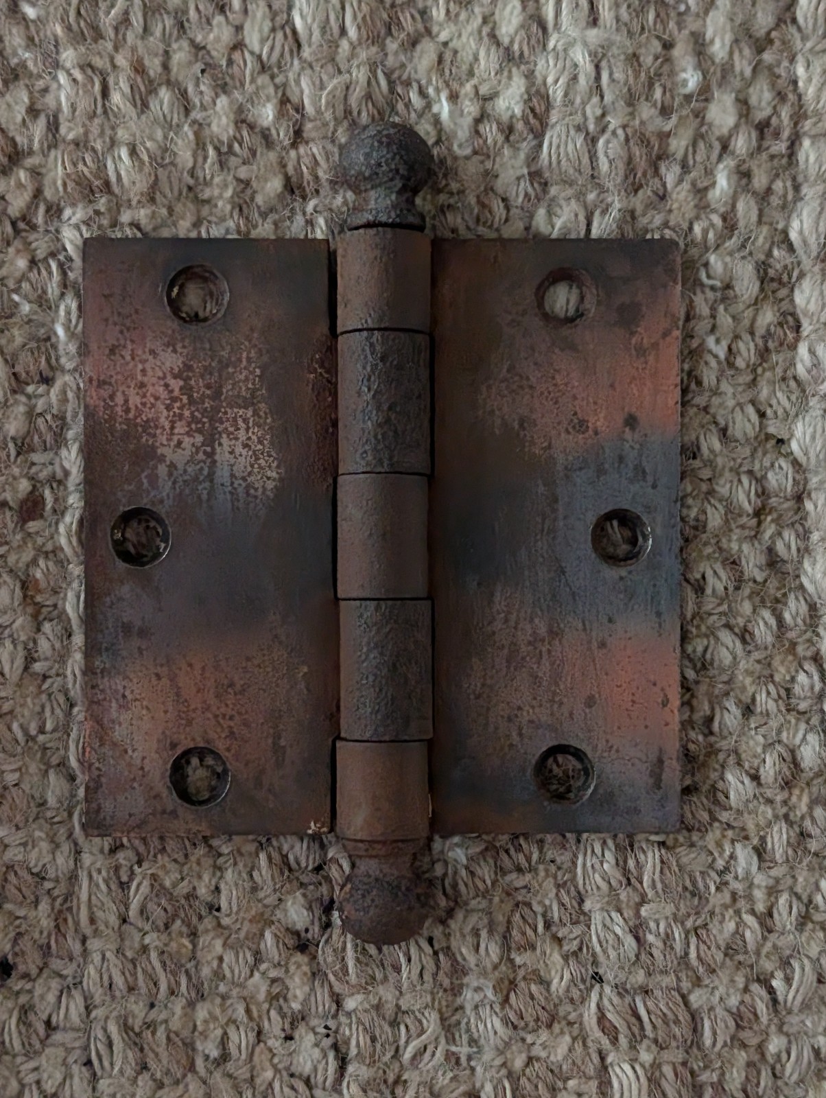 Antique 3 1/2″ x 3 1/2″ Ball Tip Door Hinge Original Steel Hardware