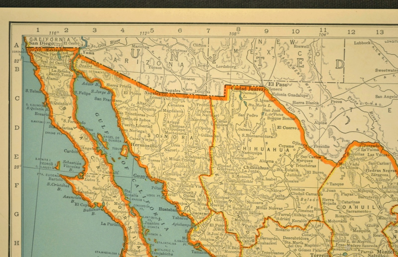 1930s Vintage Map of MEXICO Antique Original Baja California Cancun Los Cabos