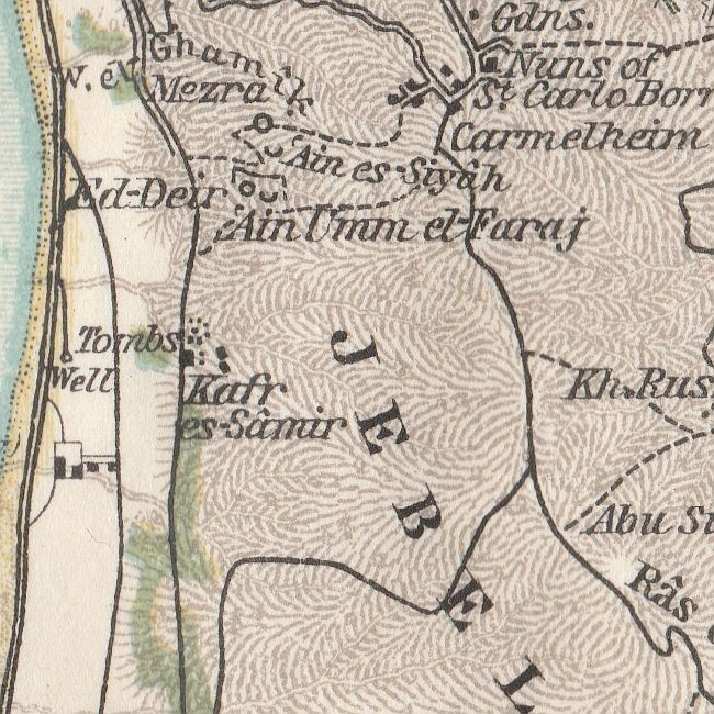 HAIFA Mount Carmel PALESTINE ISRAEL ORIGINAL Vintage Antique map 1912