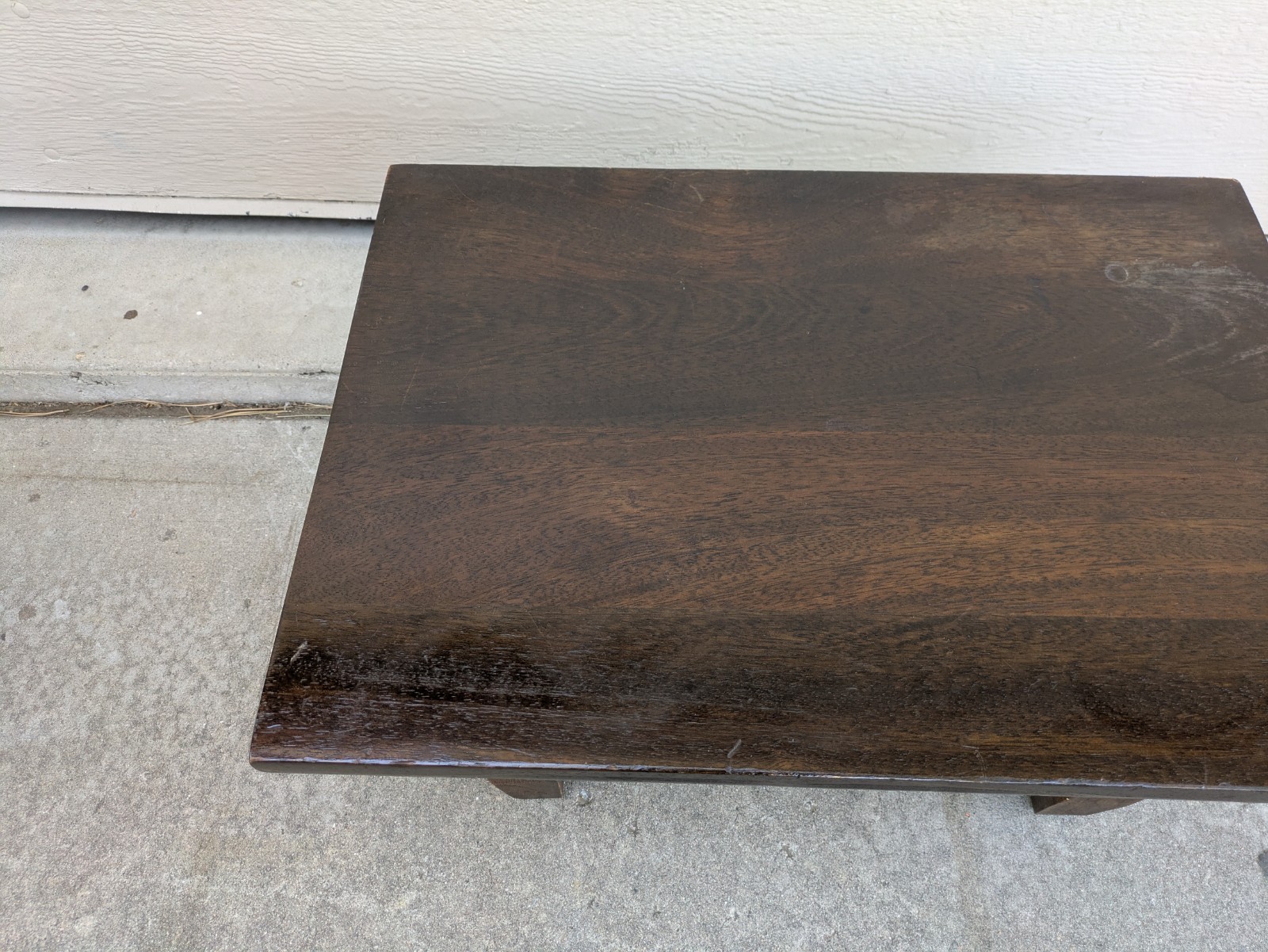 Vintage Rustic Solid Wood Low Floor Table Plant Stand Spanish Colonial Brutalist
