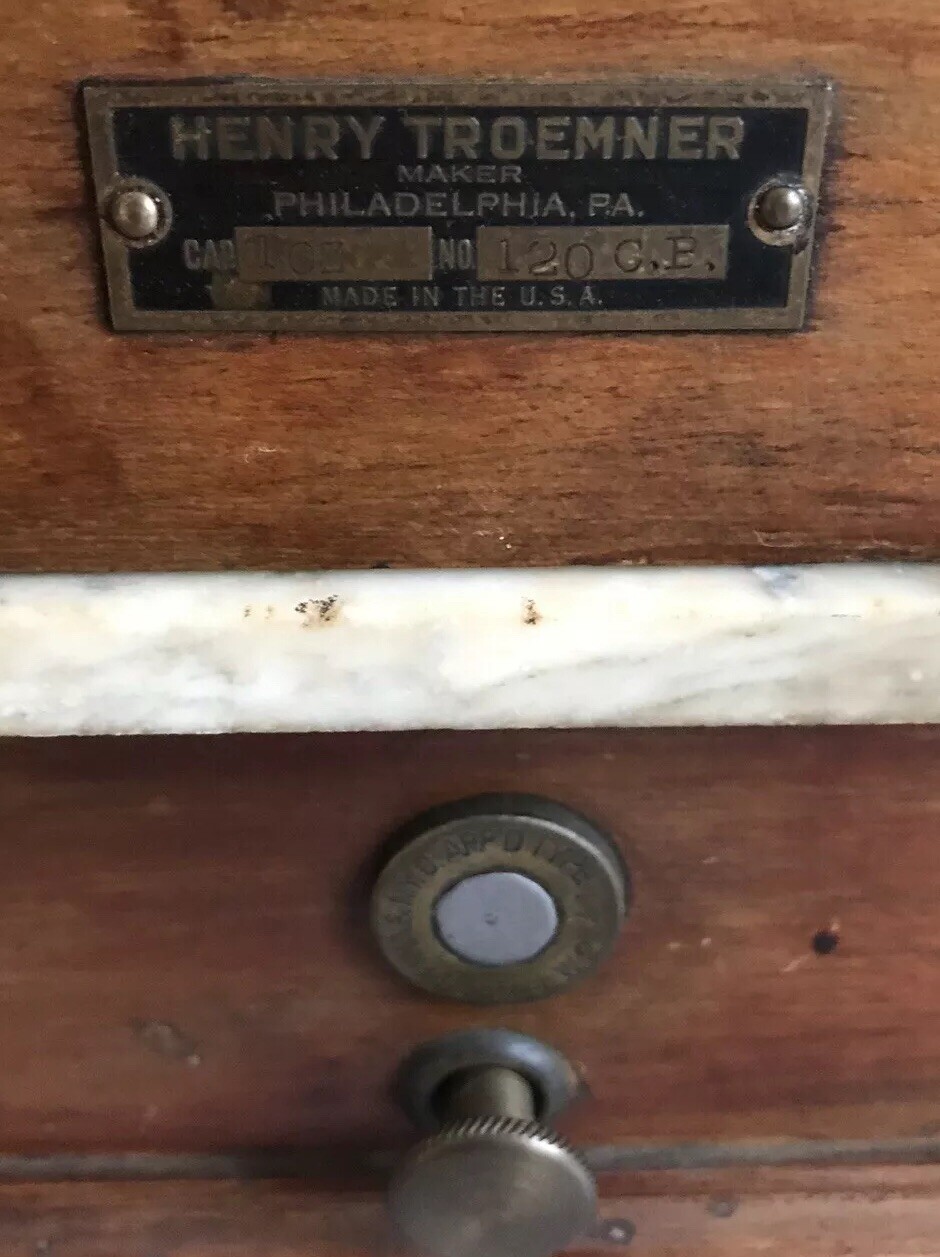 Antique Scale Henry Troemner Apothacary Serial No W2 Type 17 Marble Top 1oz Cap