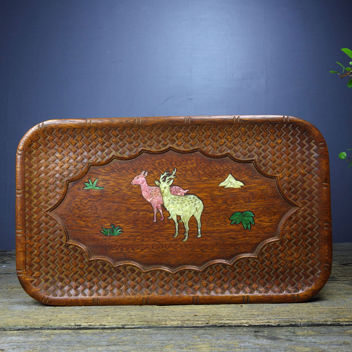 Chinese Natural Rosewood Inlaid shells Handmade Exquisite Tea Tray 7557