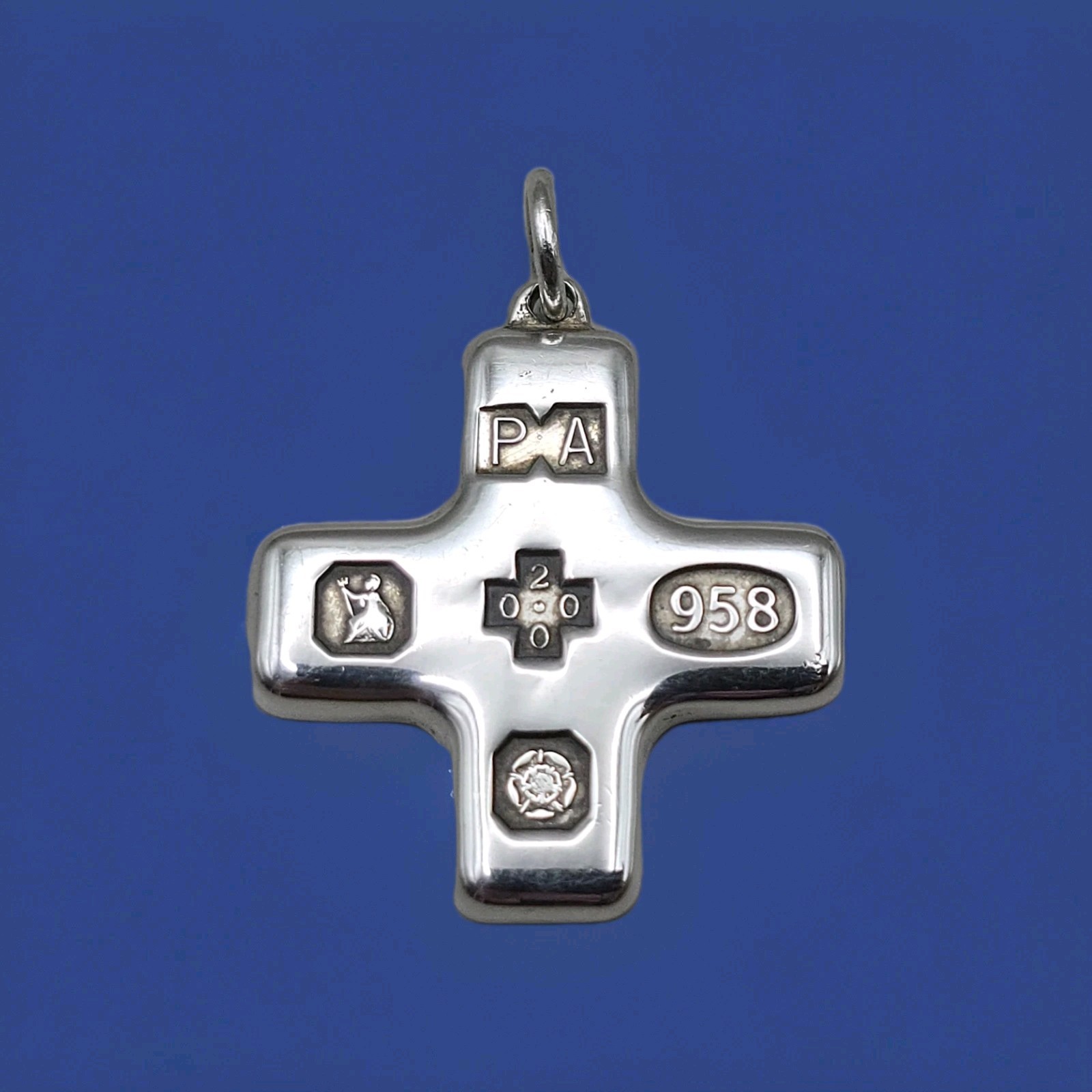 Millennium Britannia Silver 958 Cross Pendant Hallmarked Sheffield 2000 PA