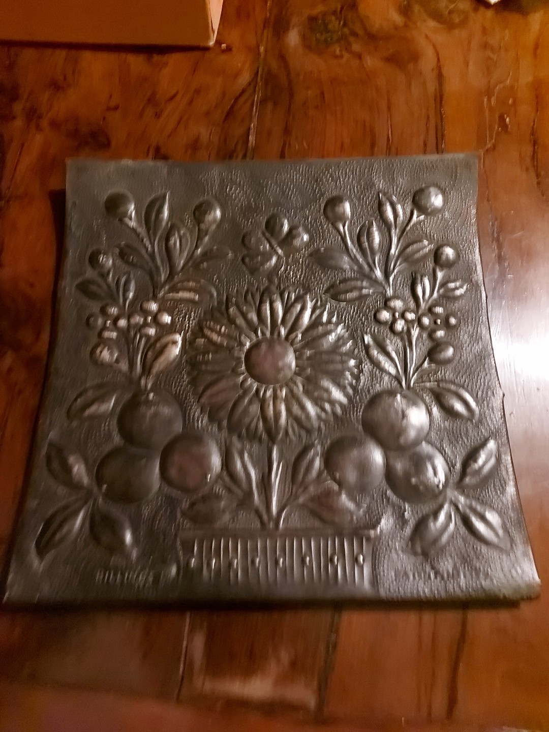 Aesthetic Movement Decorative Copper Plaque Billings Patent 1355 Antique