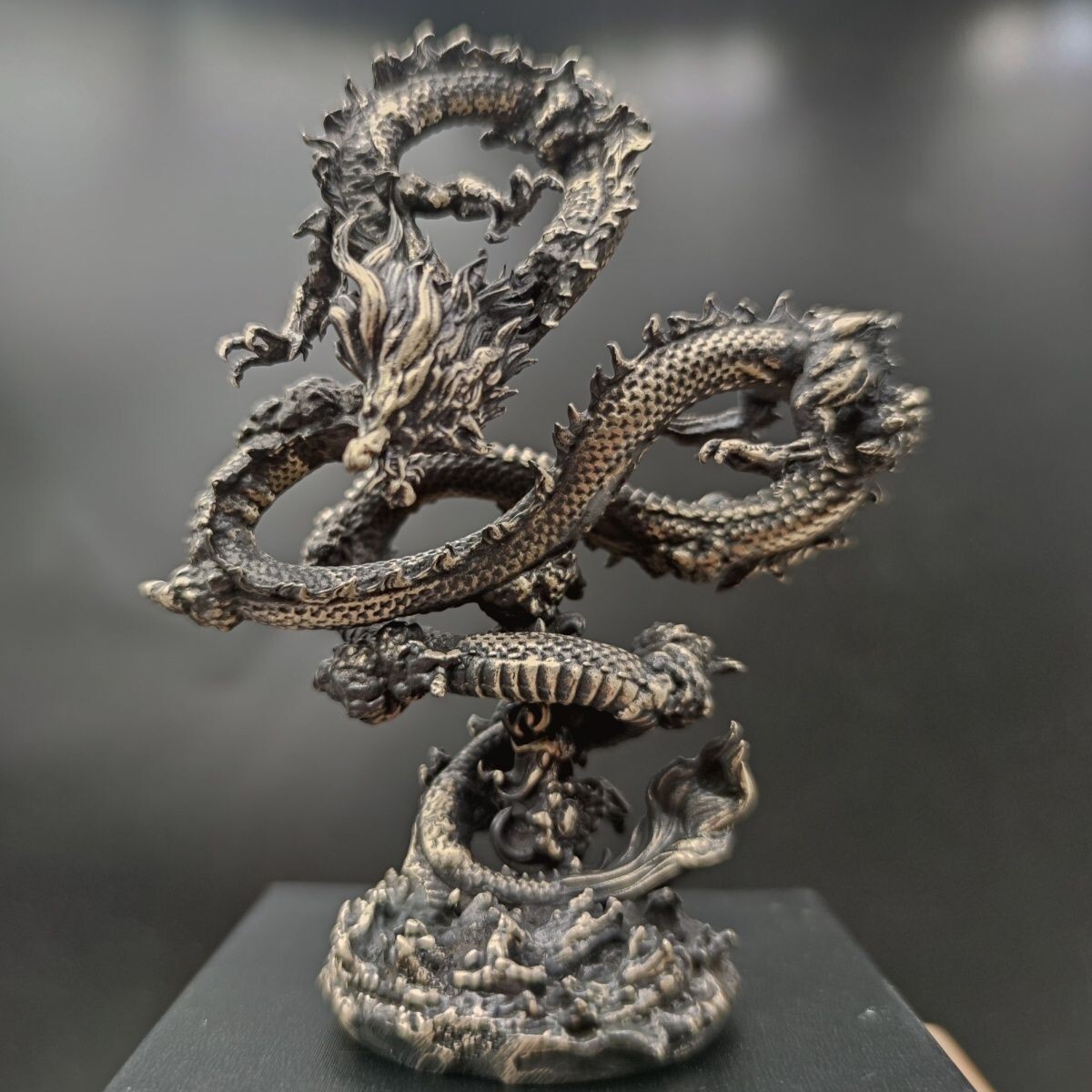 Chinese Vintage Black Dragon Pure Copper Home Ornament Decoration Gift