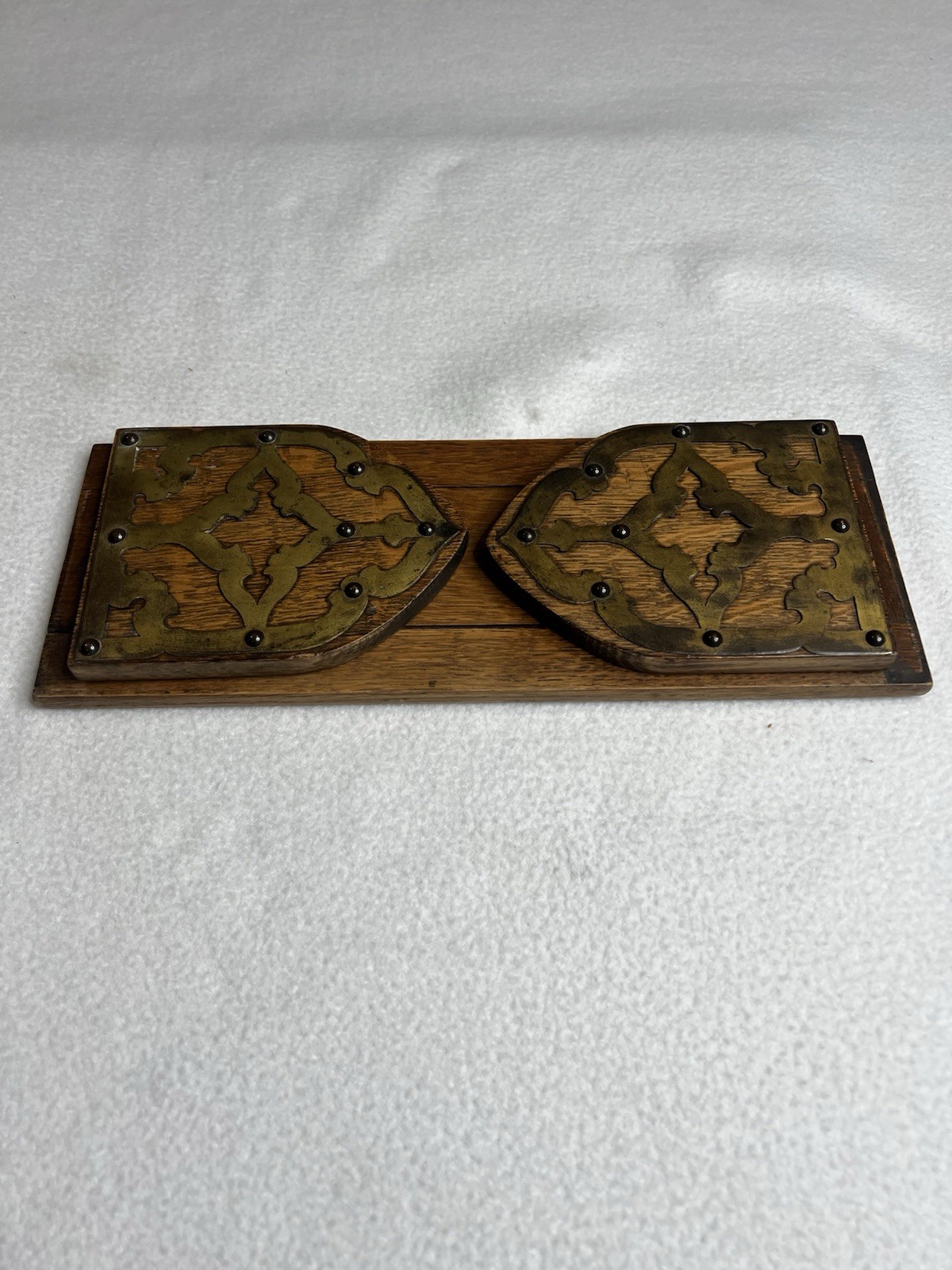 Vintage Early Wood & Brass Expandable Up To 22+” Book Rack Stand-Beautiful