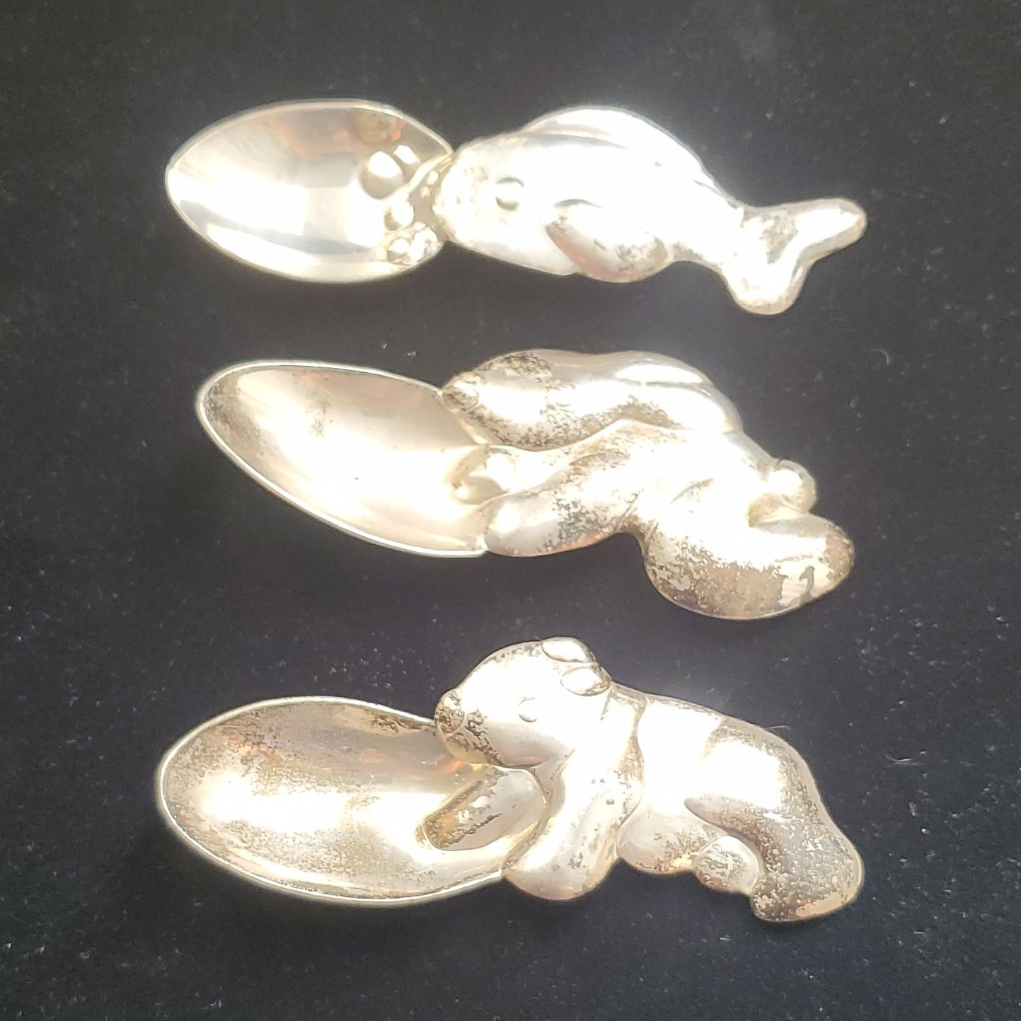 Sterling Silver Baby Spoons Lot of 3 Animal Handles by A. Straus