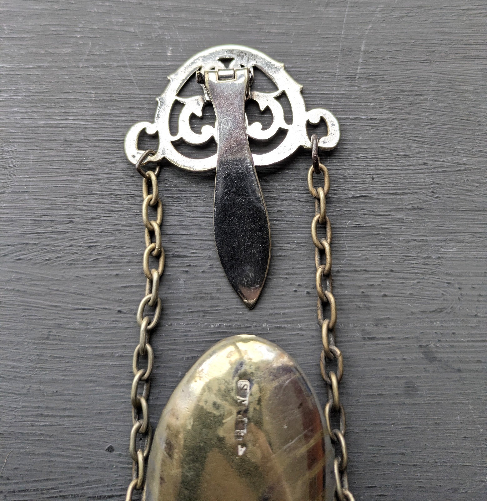 Antique silver plated engraved chatelaine spectacle case Trawsfynydd Wales