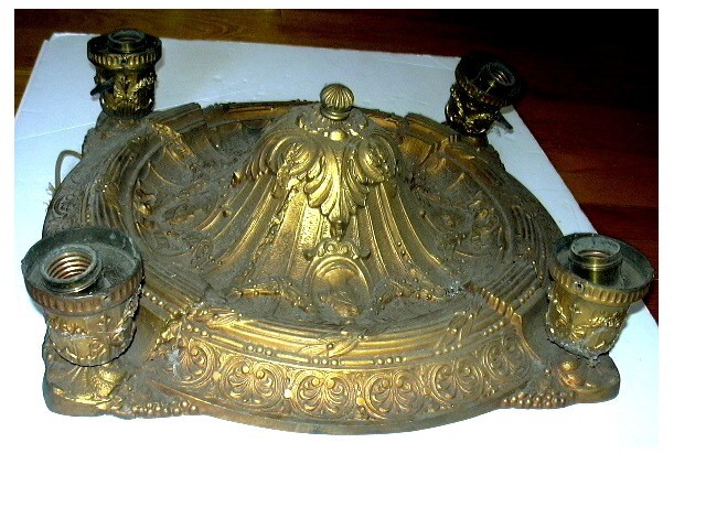 Antique 4 Socket CAST IRON CEILING Light Fixture
