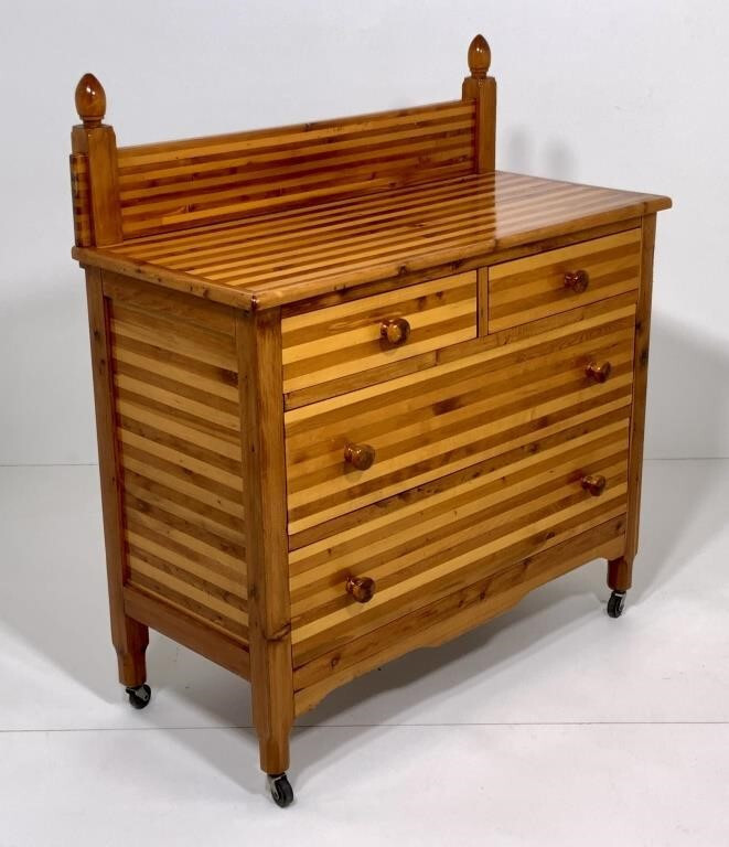 1940’s Custom Handmade Walnut and Maple 2 Over 2 Dresser