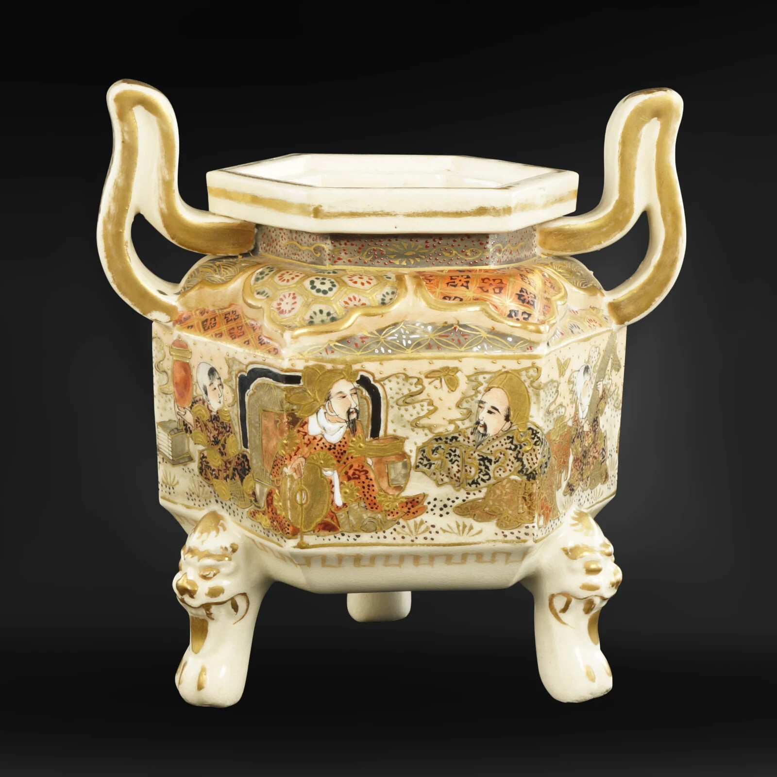 Japanese Satsuma Censer with Arms Meiji Period