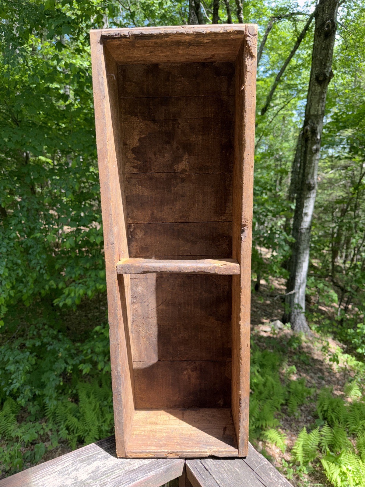 Antique Large Primitive Handmade Rustic Wood Caddy Tool Box Chase Coffee Crate