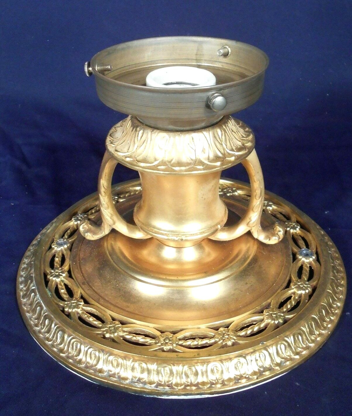 ANTIQUE ART NOUVEAU ART DECO GOLD GILT BRASS-BRONZE CEILING LIGHT
