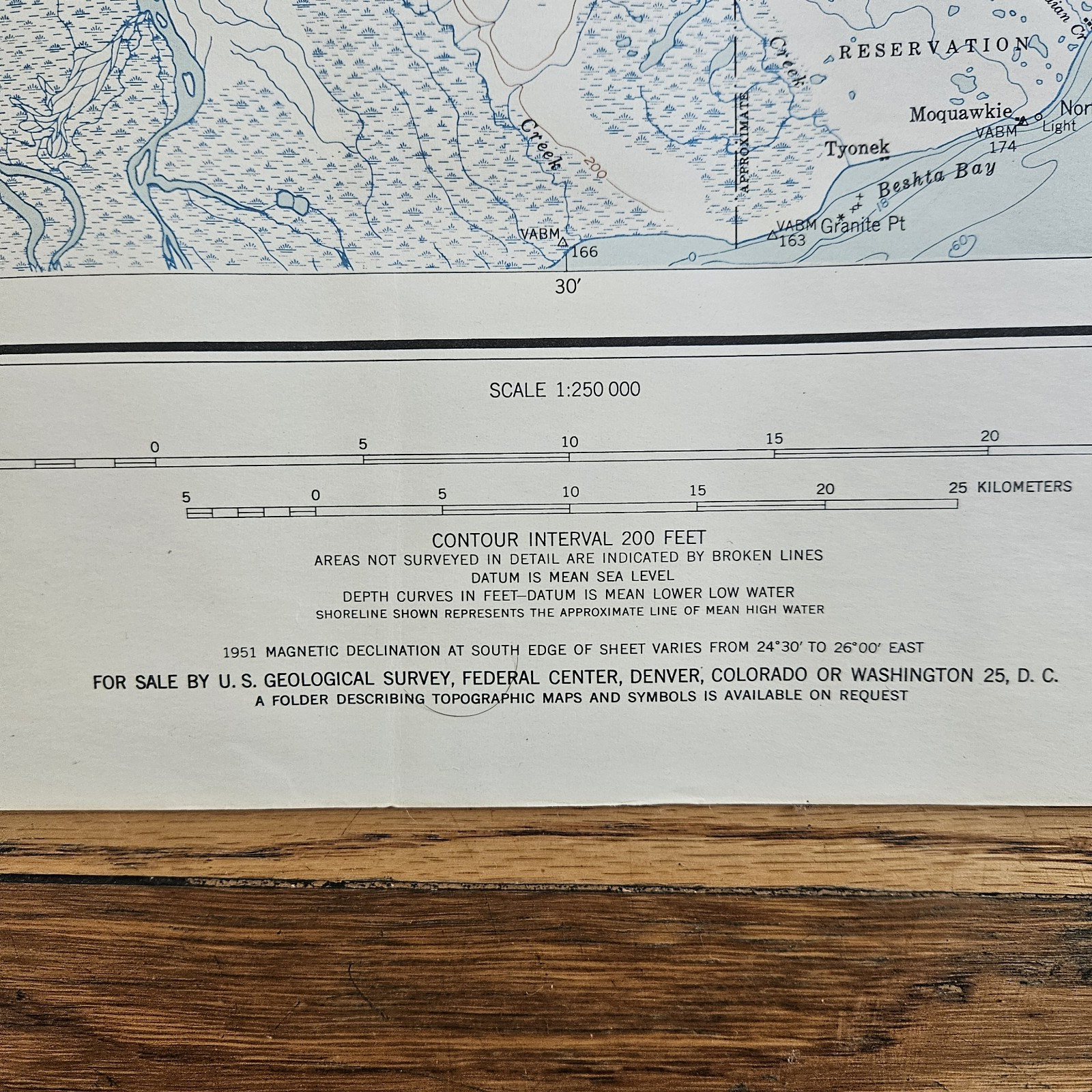 Vintage 1940-50’s Set Of USGS Seward, Anchorage, Tyonek Alaska Topographic Maps