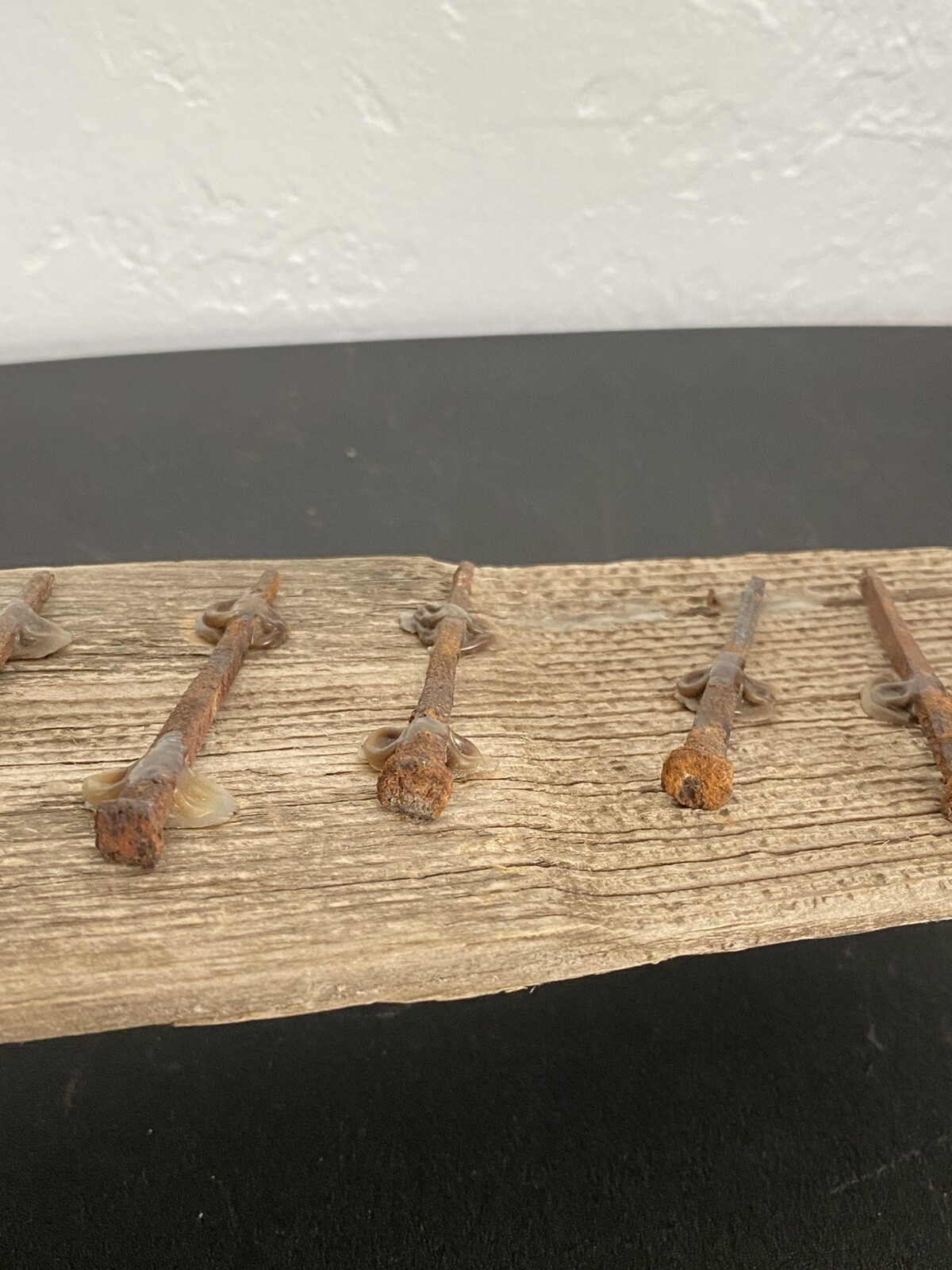 Original 1800’s Antique Square Nails and Wood Piece Art Decor Collector piece