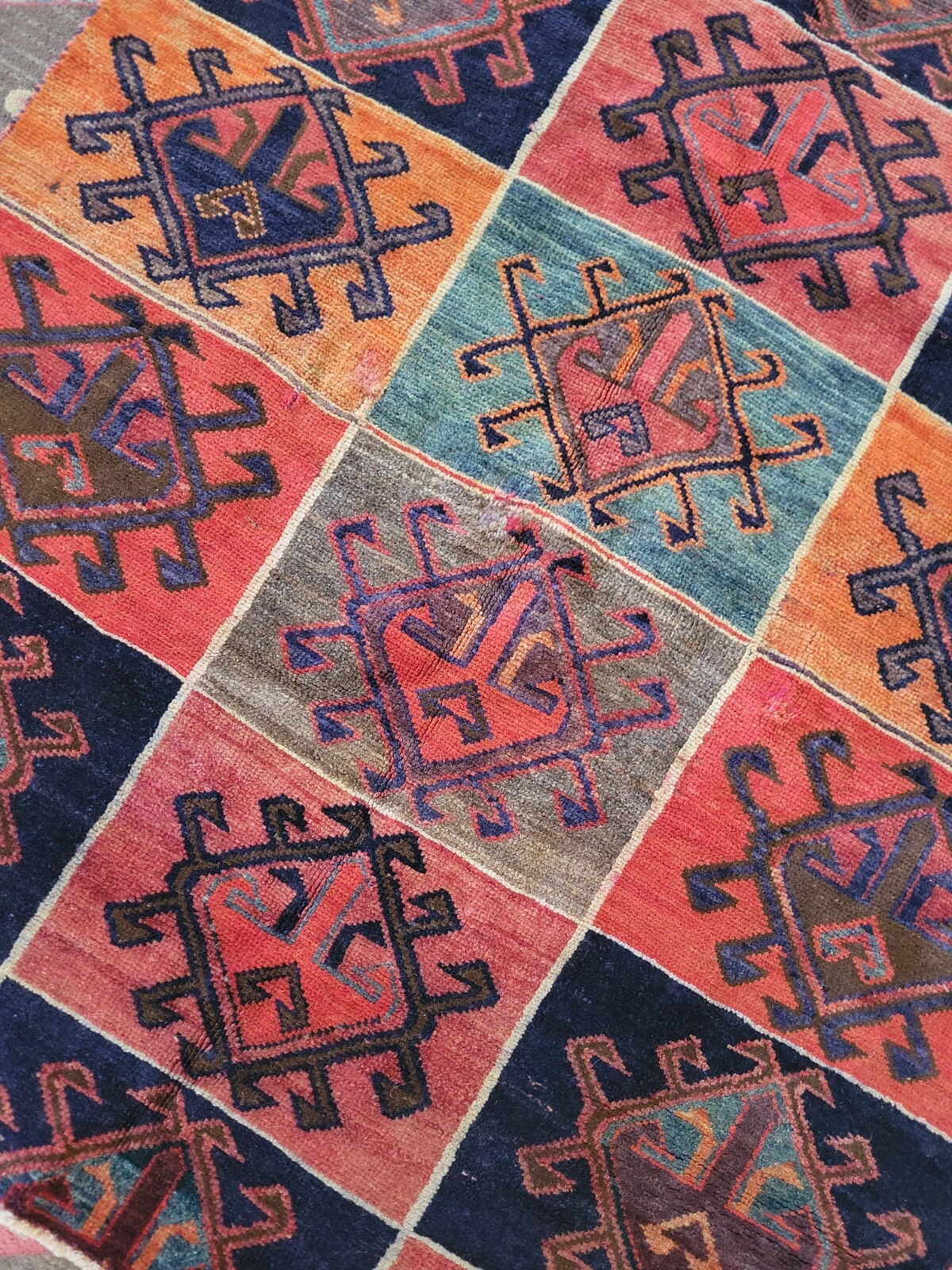 4.6 x 5.7 ANTIQUE VEG DYE CAUCASIAN HERIZ KAZAK VINTAGE SERAPI OUSHAK SHIRVAN
