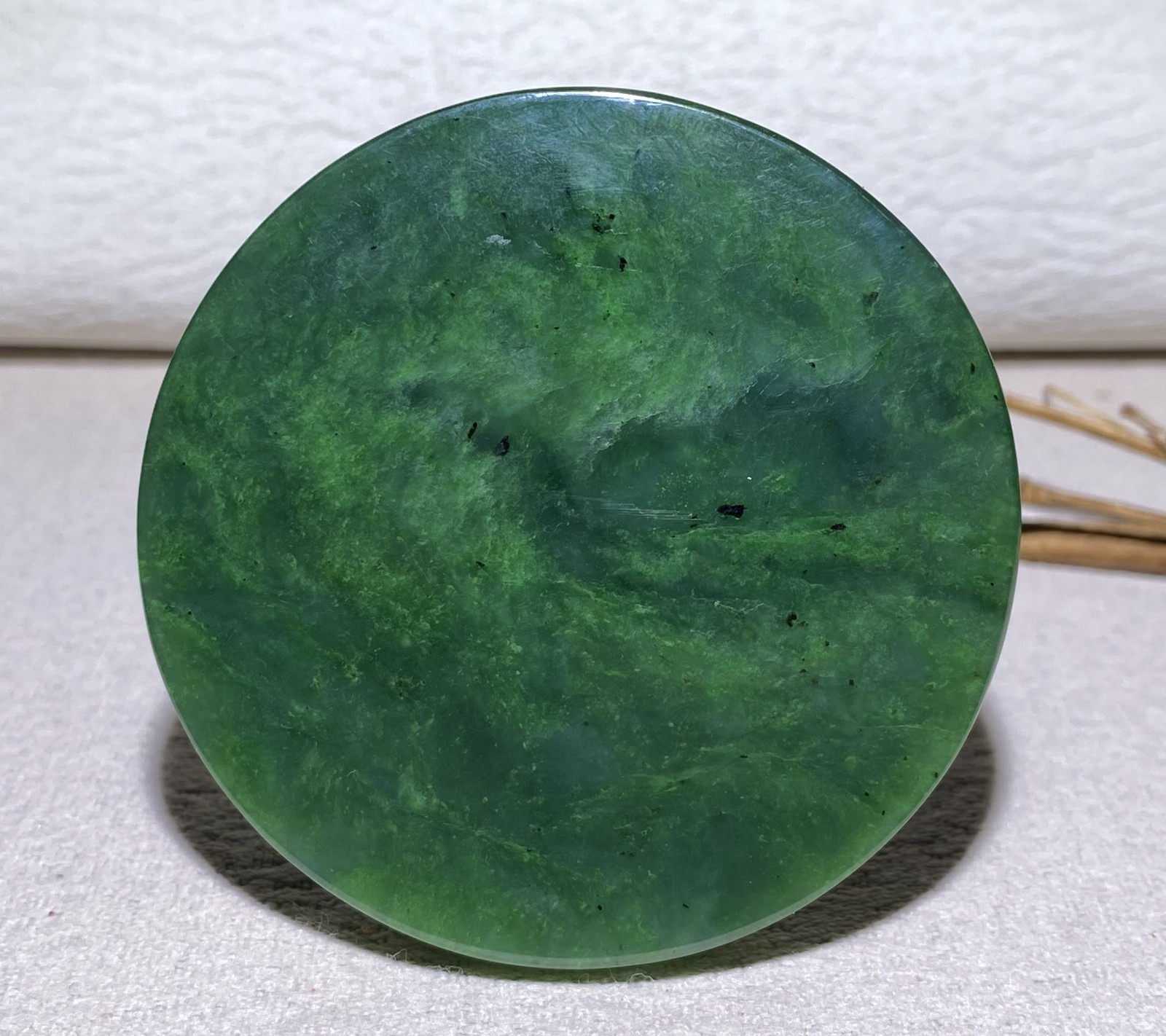 Certified 100% Natural Hetian Jade “WuShi” Pendant ~ Necklace 天然和田玉碧玉镜面无事牌吊坠
