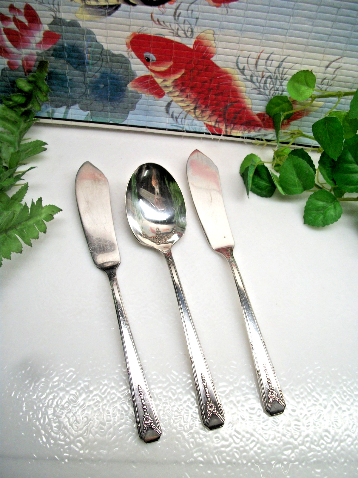 Oneida Community MILADY Silver plate Master Butter Knives & Sugar Spoon 1940