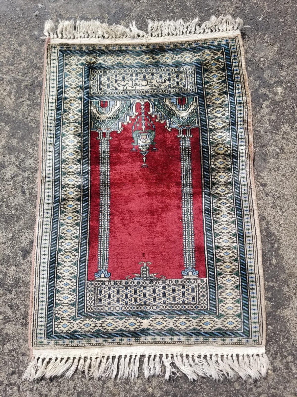 Vintage Traditional Handmade Oriental Turkish Velvet Rug ​35×25 inches