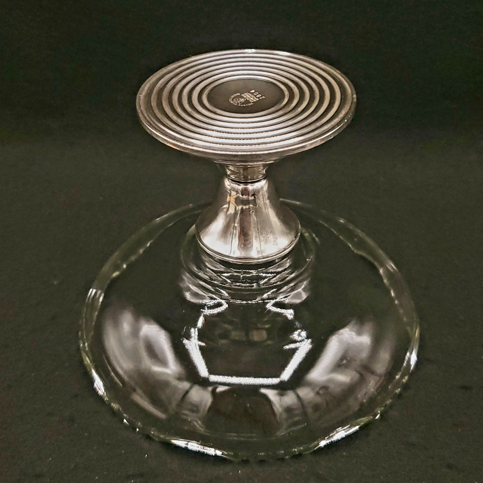 Vtg Revere Silversmiths Glass Compote Bowl Pedestal Sterling Reinforced No 2004