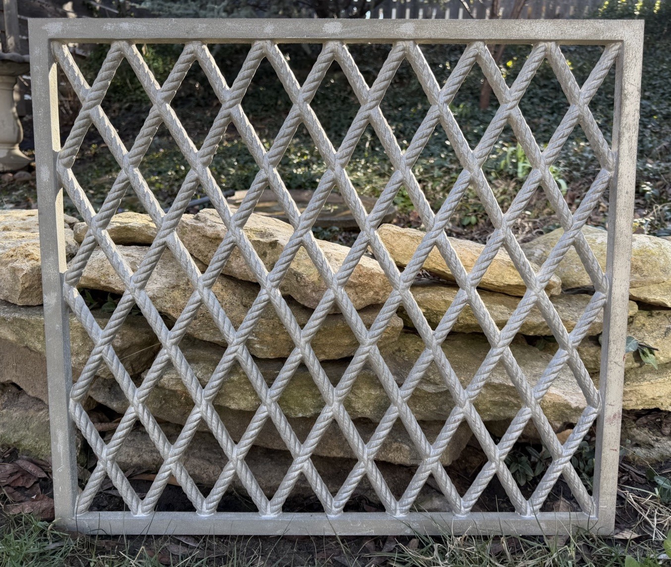 Vintage Mid Century Architectural Cast Aluminum Panel Braided Decorative Element