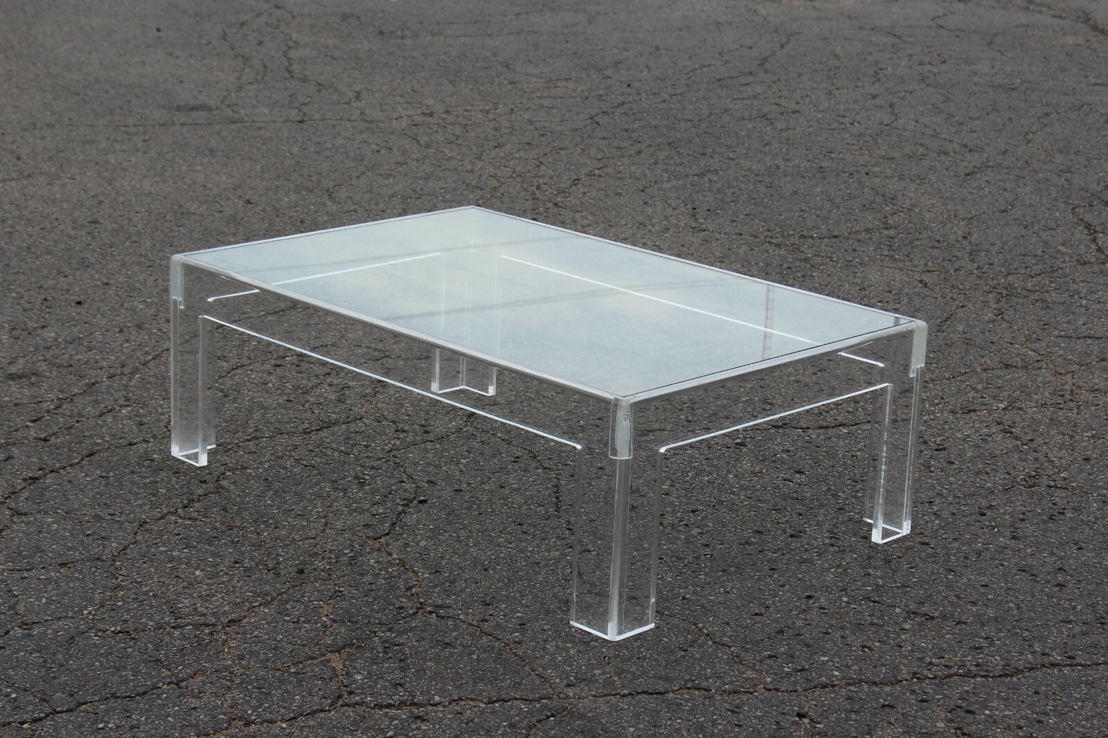 Thick Lucite Coffee Table With a Rectangular Form 48 x 32 Charles Hollis Jones