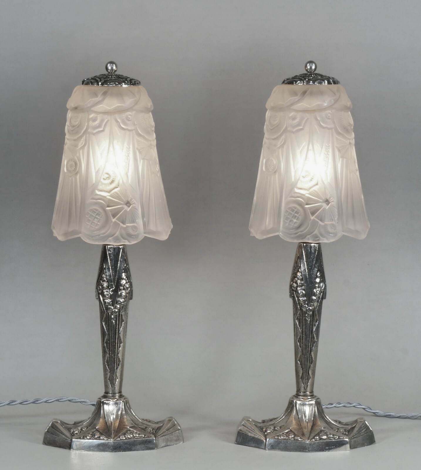 GAUTHIER EJG : pair of FRENCH 1930 ART DECO LAMPS ……. lamp muller era France