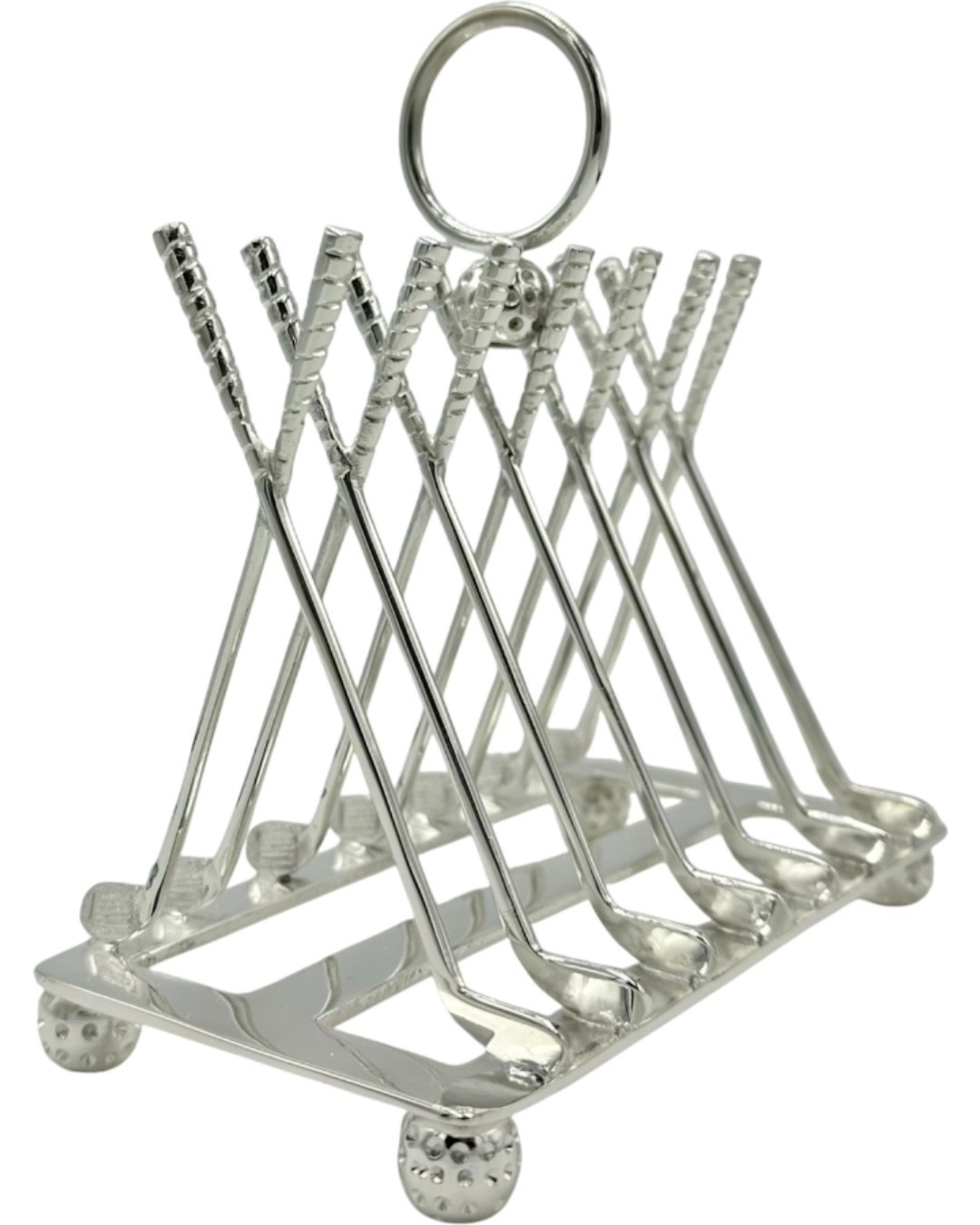 Antique Silverplate Golf Club Toast Rack Letter Holder Novelty Desk