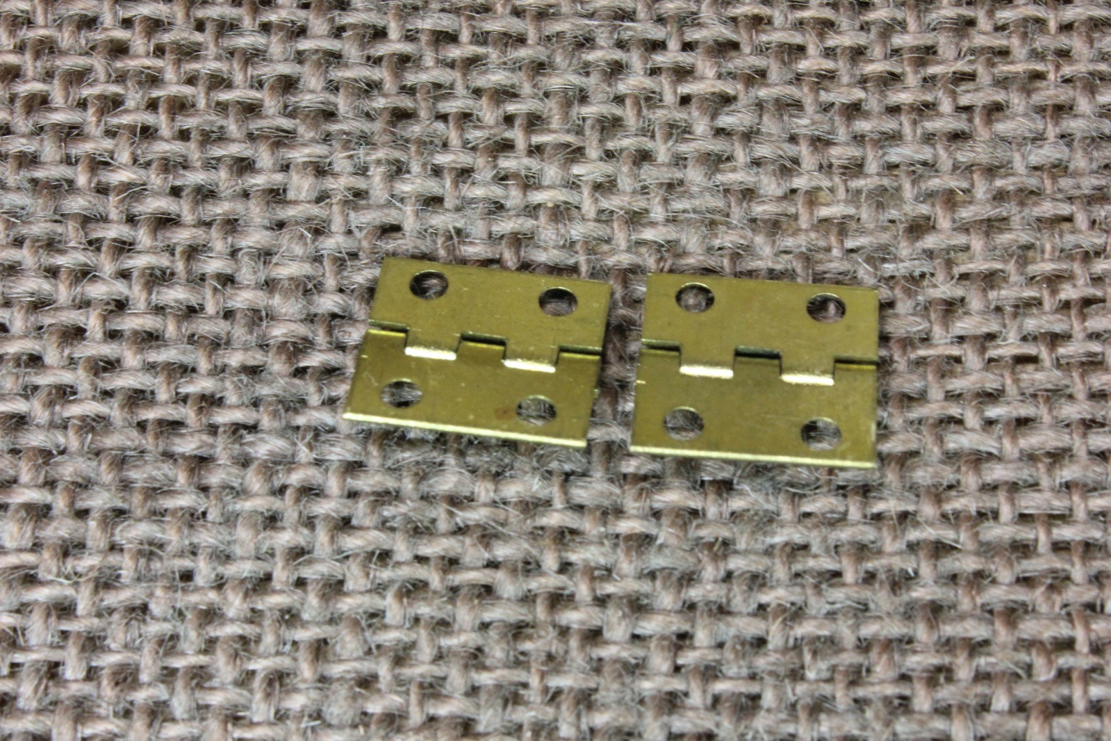 2 Old Tiny Door Mini Hinges Solid Brass 1/2″ X 1/2” Vintage USA Made with screws
