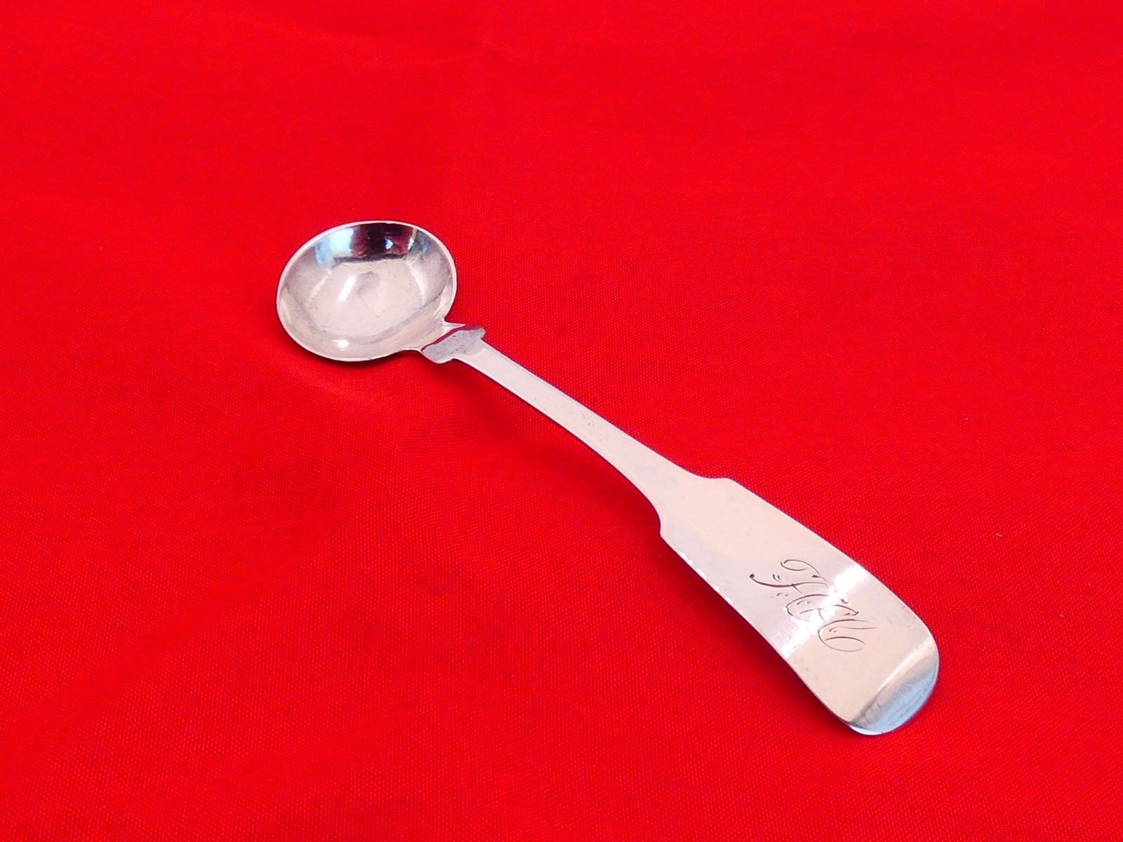 1840s American Coin Silver H.A. Coe Salt / Condiment Spoon KU-16
