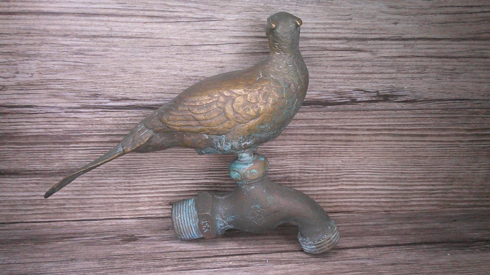 rare vintage solid brass pheasant shaped water spigot by H.W. Axford co. Z142
