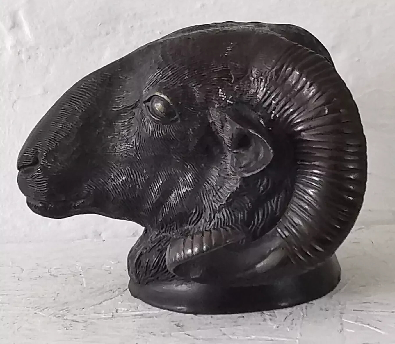 Magnificent Vintage Patinated Bronze Rams Head – Wall Hanging