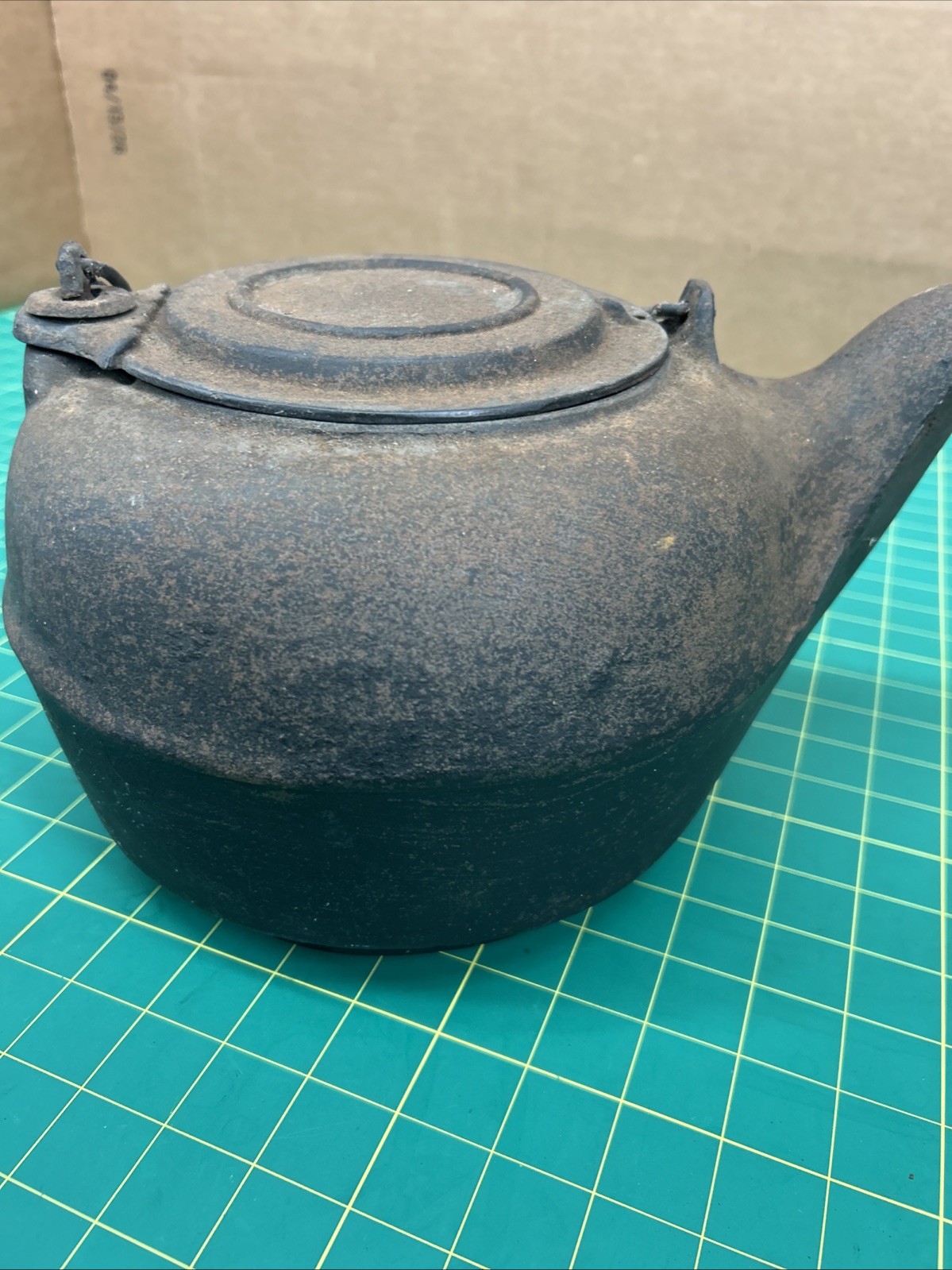 Antique Cast Iron Tea Kettle Gate Mark Embossed 8 Metal Bail Handle For Restore