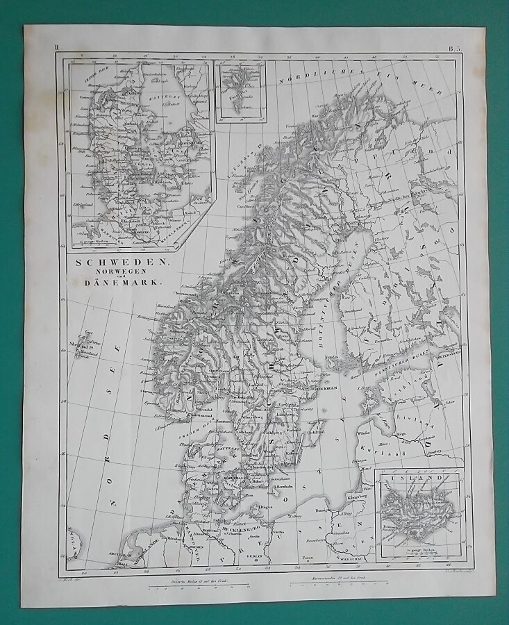 SCANDINAVIA Norway Sweden Finland Denmark Iceland – 1860 Original Antique Map
