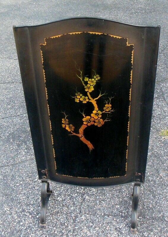 Vtg TOLE Metal Fireplace SCREEN Hearth Painted Art