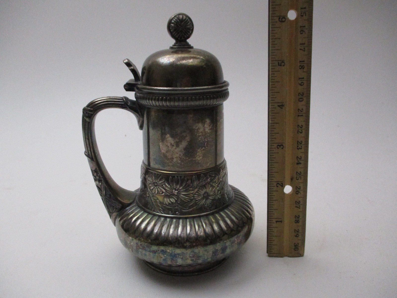 Antique Simpson Hall Miller Silverplate Pitcher Aesthetic Victorian Flowers