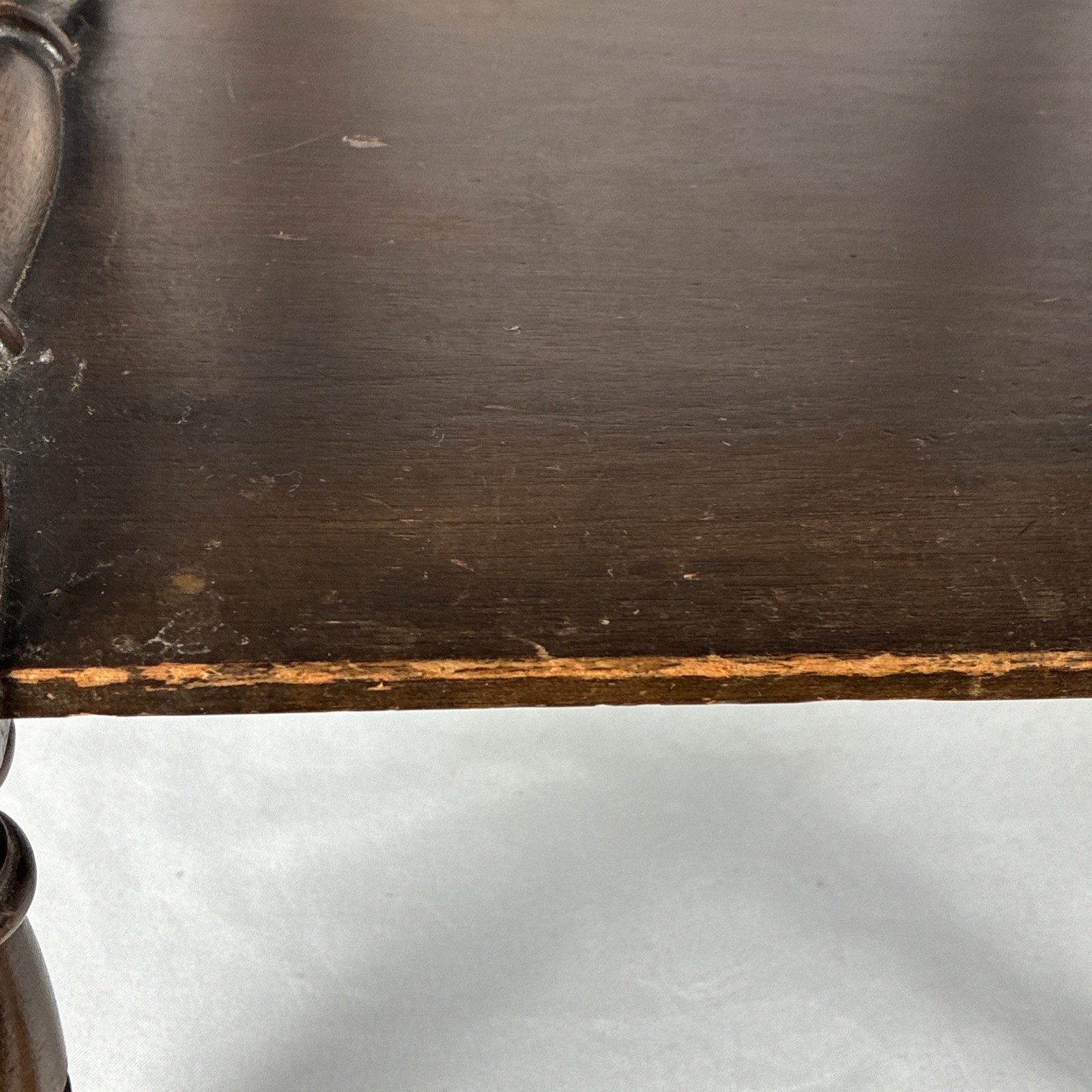 Antique French Spanish Jacobean Walnut Wood Table Stand Solid. 21”