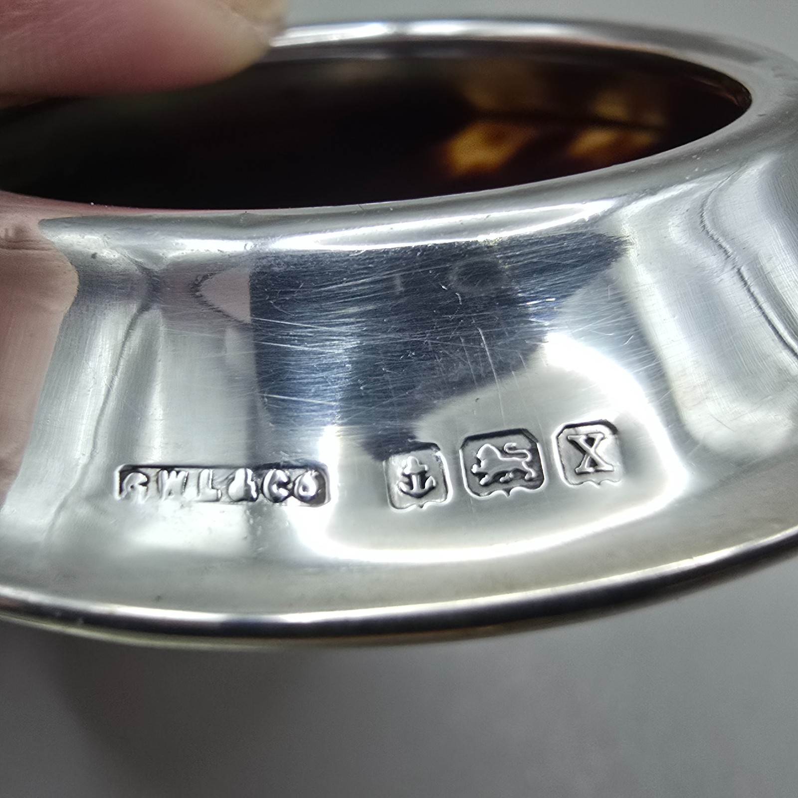 Antique Dressing Table Jar Cut Glass Silver Faux Tortoiseshell Lid GWL & Co 1922