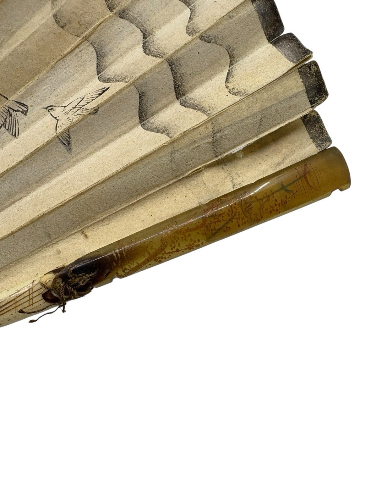 Antique japanese Paper And Bone Hand Folding Fan