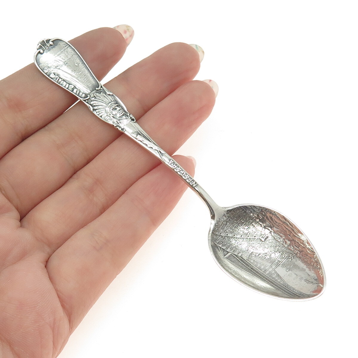 THOMAS TUGBY 925 Sterling Silver Antique Art Deco “Niagara” Indian Chief Spoon